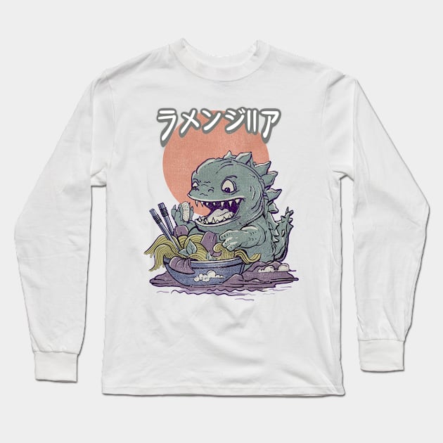 GODZILLA, RAMEN AND NORI Long Sleeve T-Shirt by HelloDisco